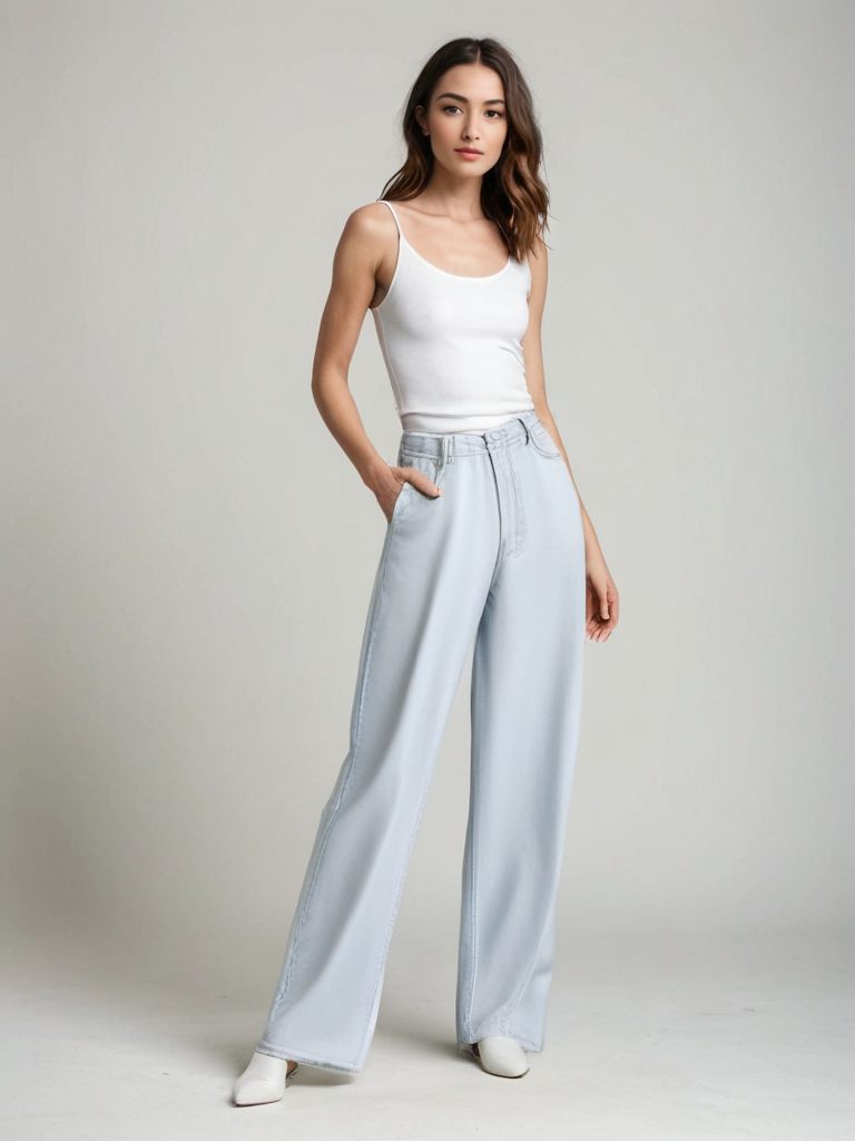 Mode Pure | Jean Évasé Bleu Glacier