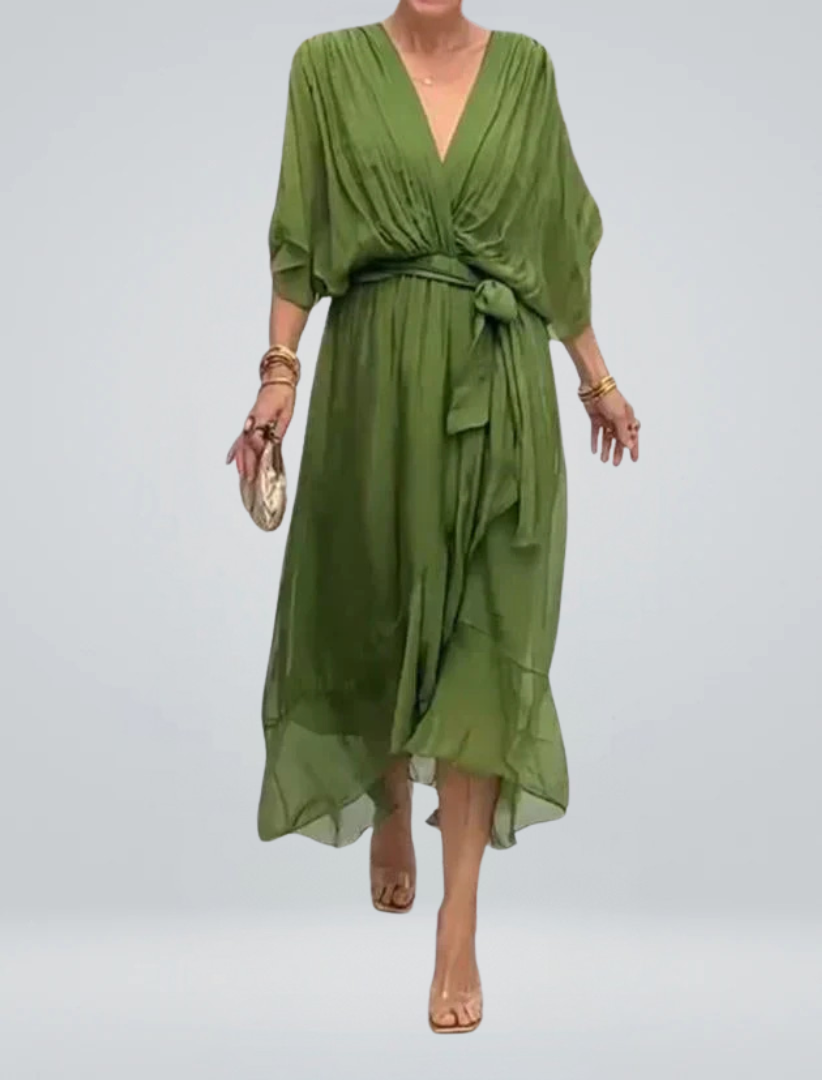 Anya | Robe en chiffon de soie avec décolleté en V