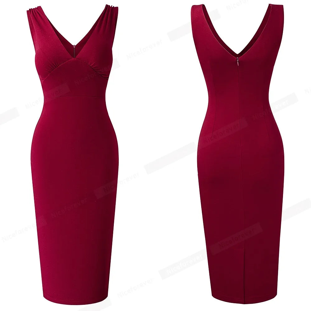 Chloé | Robe moulante séduisante à col en V profond