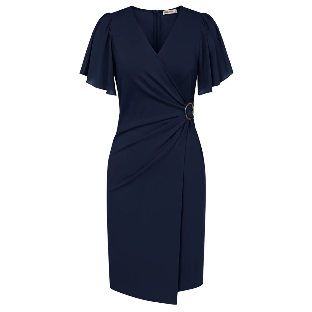 Sophie | Robe portefeuille beige élégante