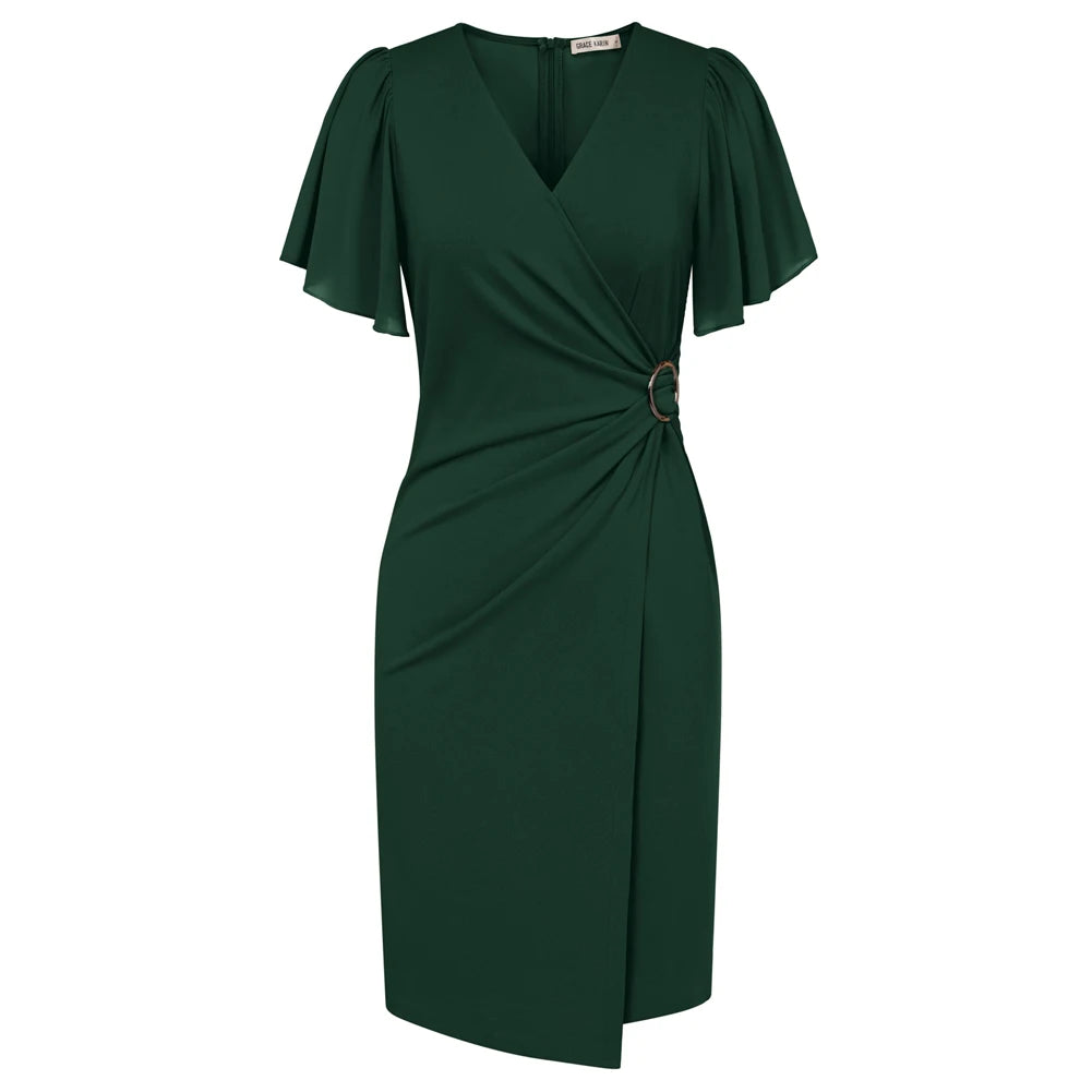 Sophie | Robe portefeuille beige élégante