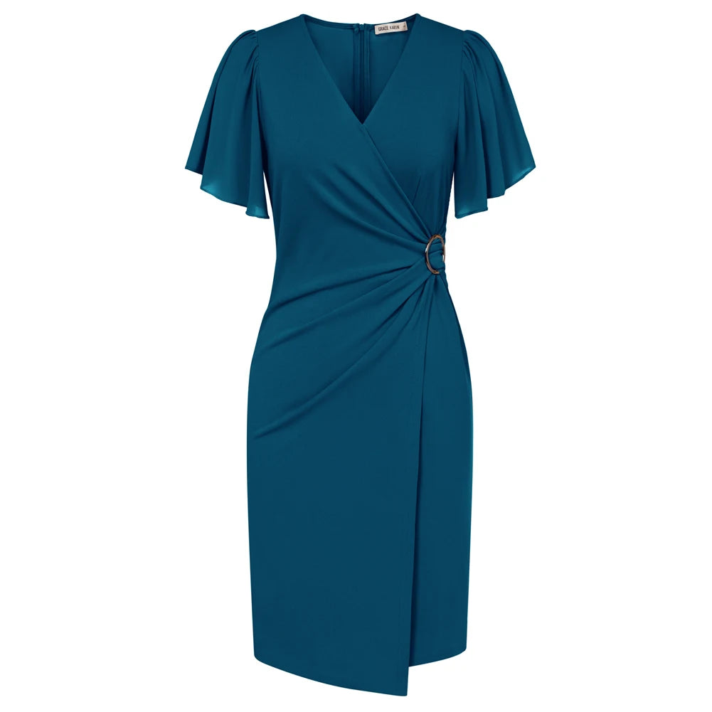 Sophie | Robe portefeuille beige élégante