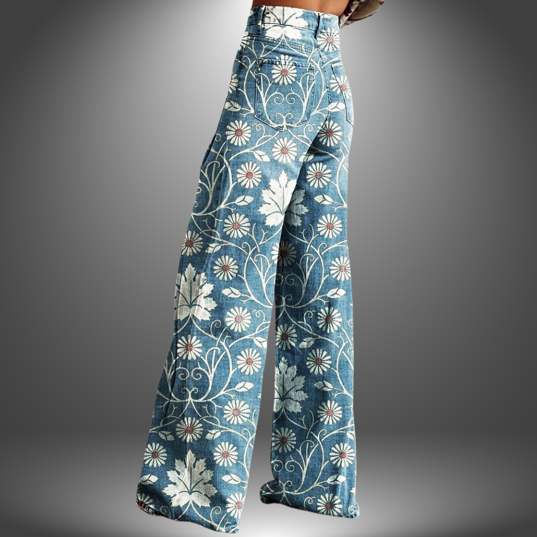 Olivia - Pantalon à fleurs fait à la main