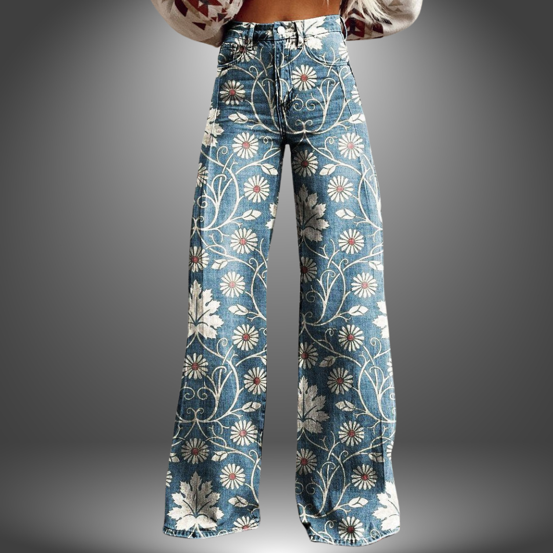 Olivia - Pantalon à fleurs fait à la main