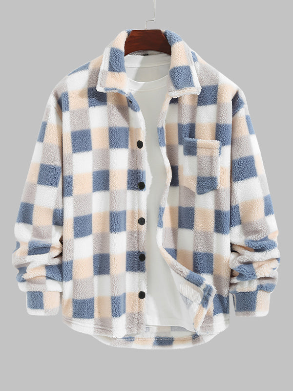 Mode Pure | Veste Fluffy Carreaux Classique pour Hommes