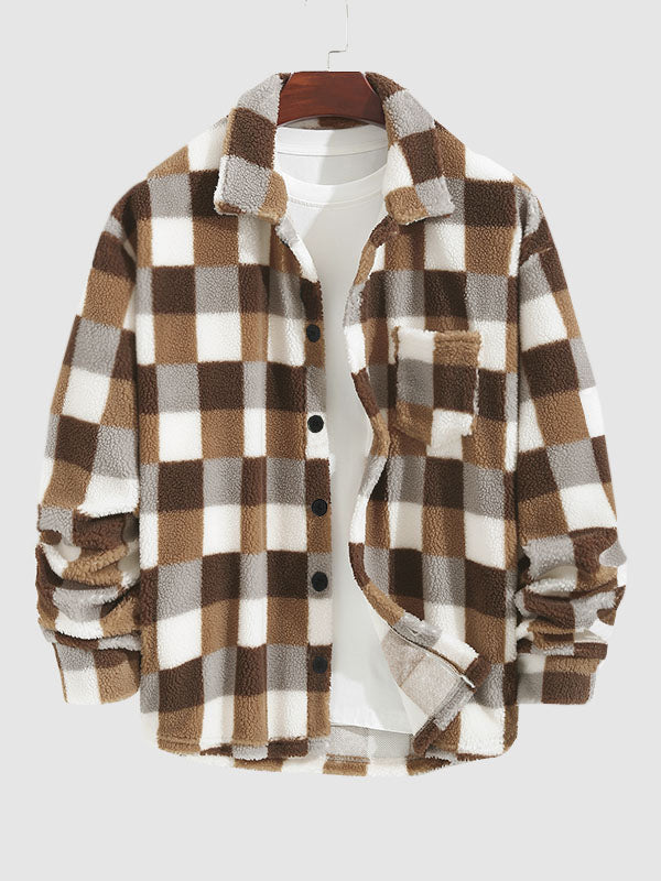 Mode Pure | Veste Fluffy Carreaux Classique pour Hommes