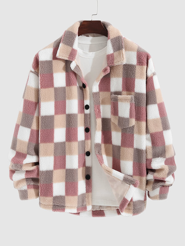 Mode Pure | Veste Fluffy Carreaux Classique pour Hommes