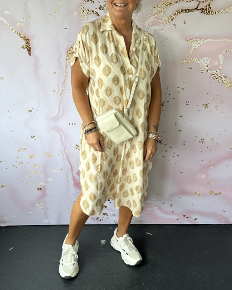 Liora™ | Robe D'été Ample avec Col Revers et Manches Courtes