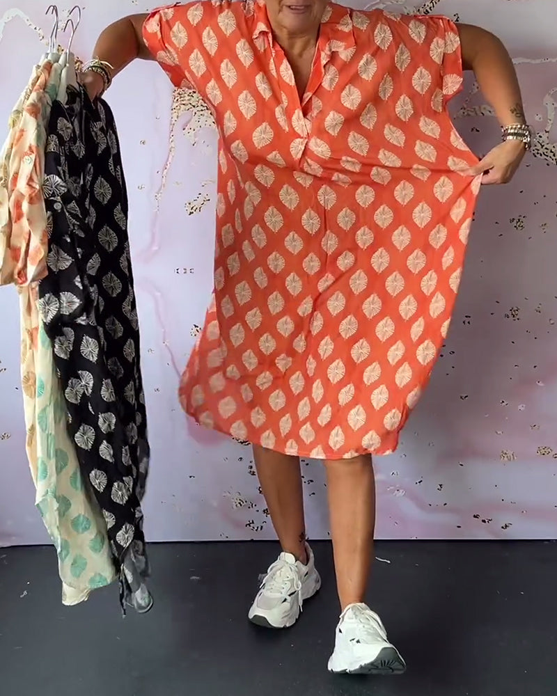Liora™ | Robe D'été Ample avec Col Revers et Manches Courtes