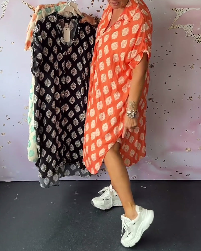 Liora™ | Robe D'été Ample avec Col Revers et Manches Courtes