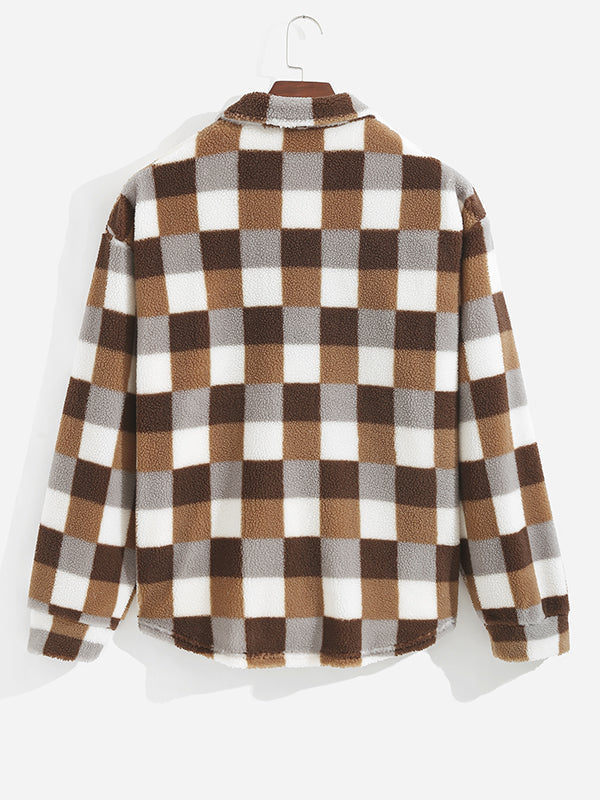 Mode Pure | Veste Fluffy Carreaux Classique pour Hommes