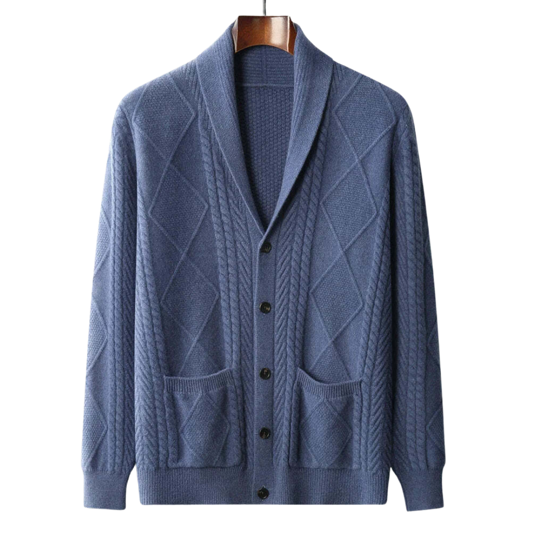 Mode Pure | Cardigan en Laine Exclusif avec Motif à Carreaux