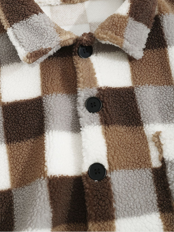 Mode Pure | Veste Fluffy Carreaux Classique pour Hommes