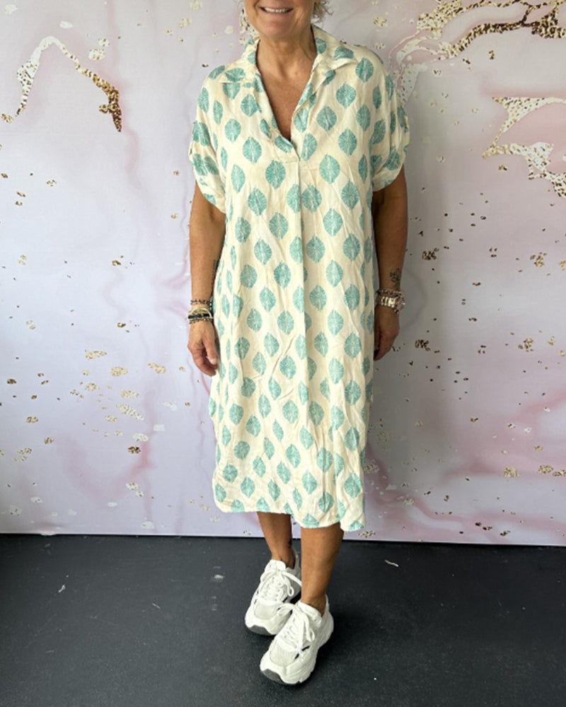 Liora™ | Robe D'été Ample avec Col Revers et Manches Courtes
