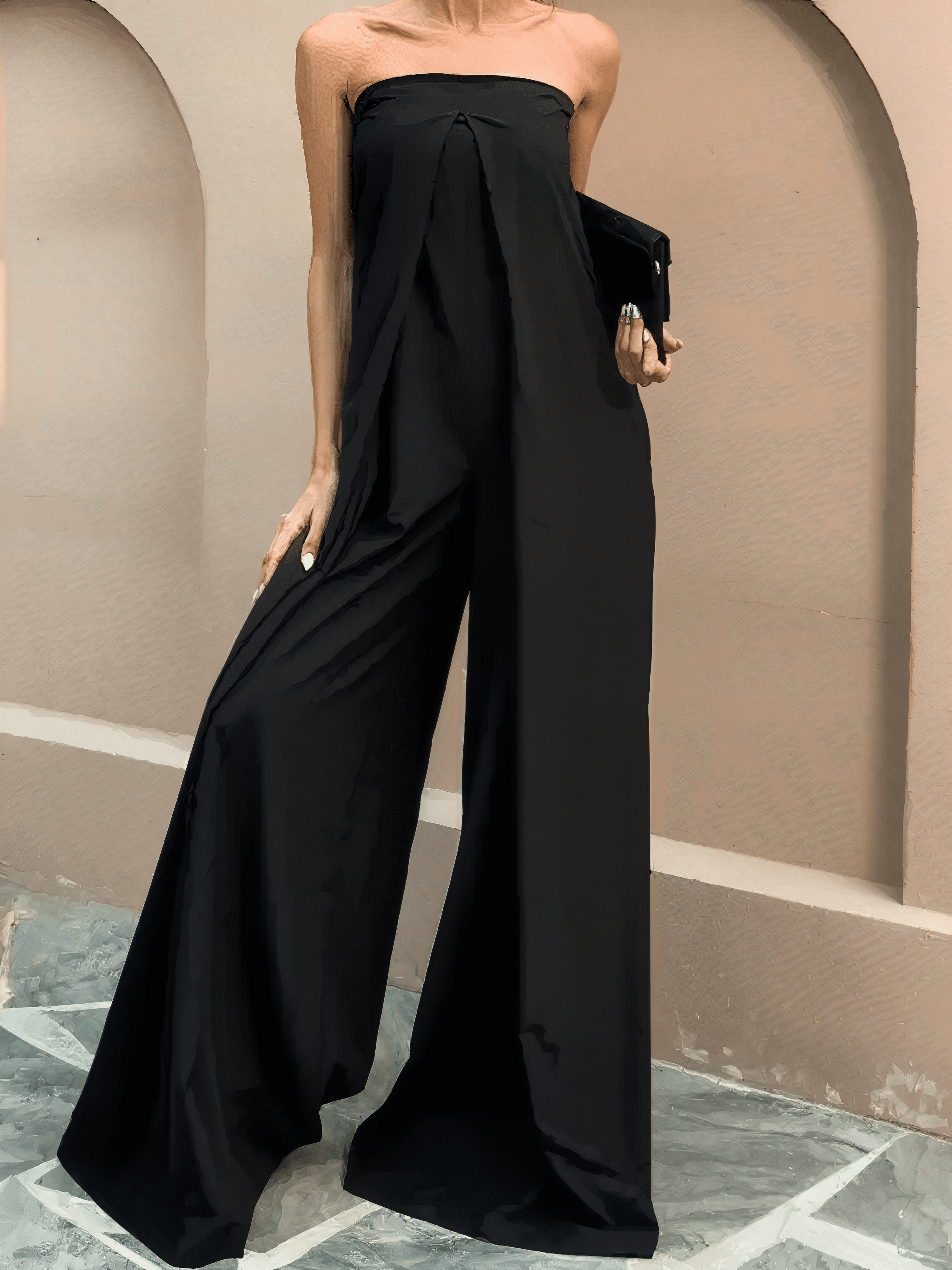 Noémie | Combinaison bustier noire fluide