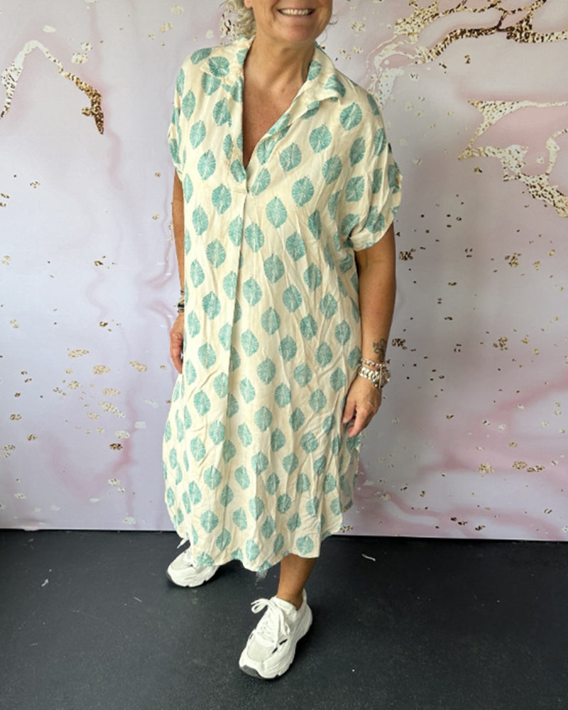 Liora™ | Robe D'été Ample avec Col Revers et Manches Courtes