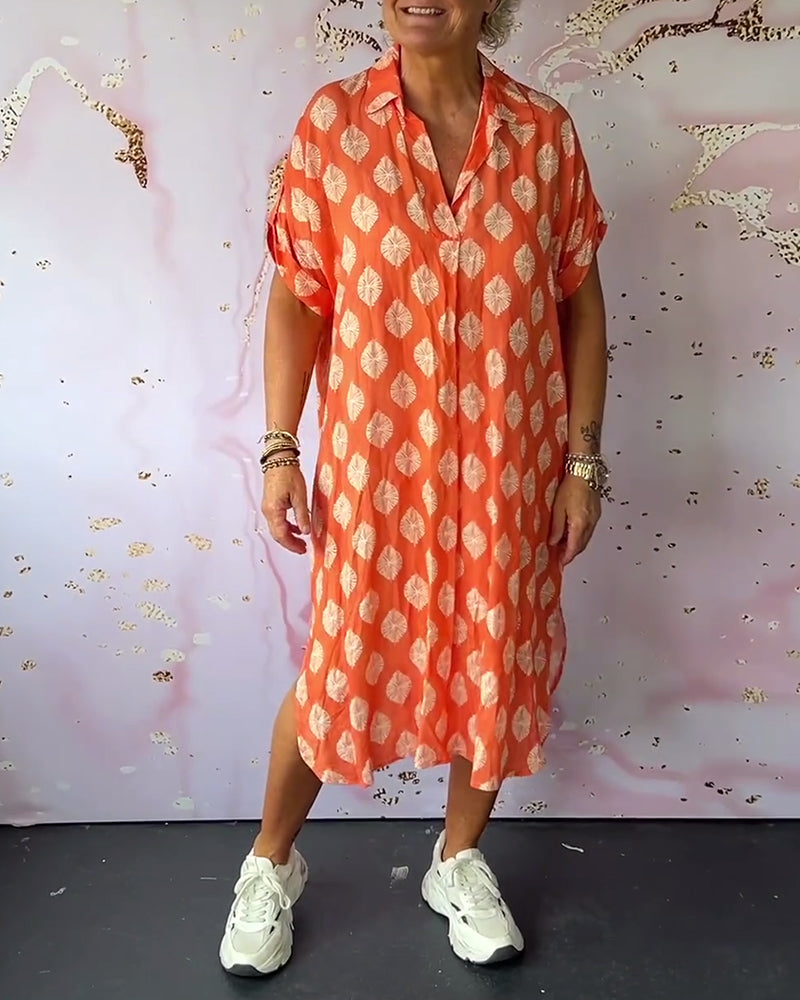 Liora™ | Robe D'été Ample avec Col Revers et Manches Courtes