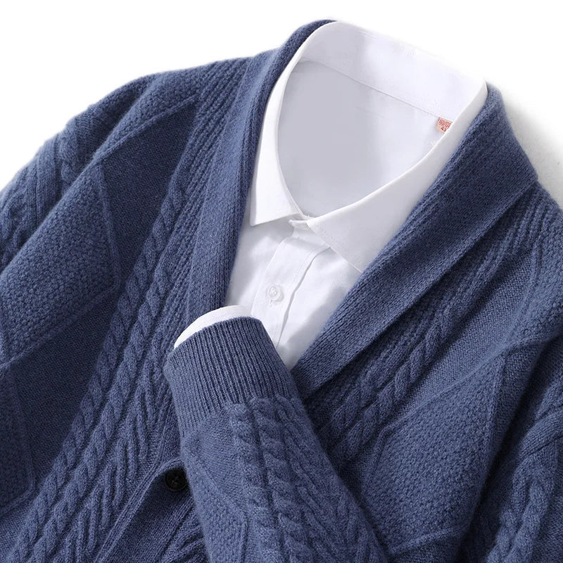 Mode Pure | Cardigan en Laine Exclusif avec Motif à Carreaux