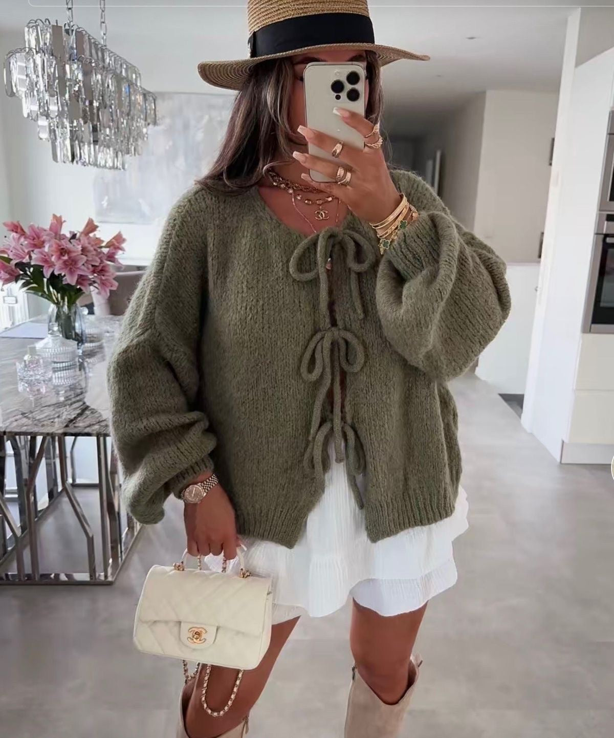 Mode Pure™ | Cardigan avec Détails en Nœud