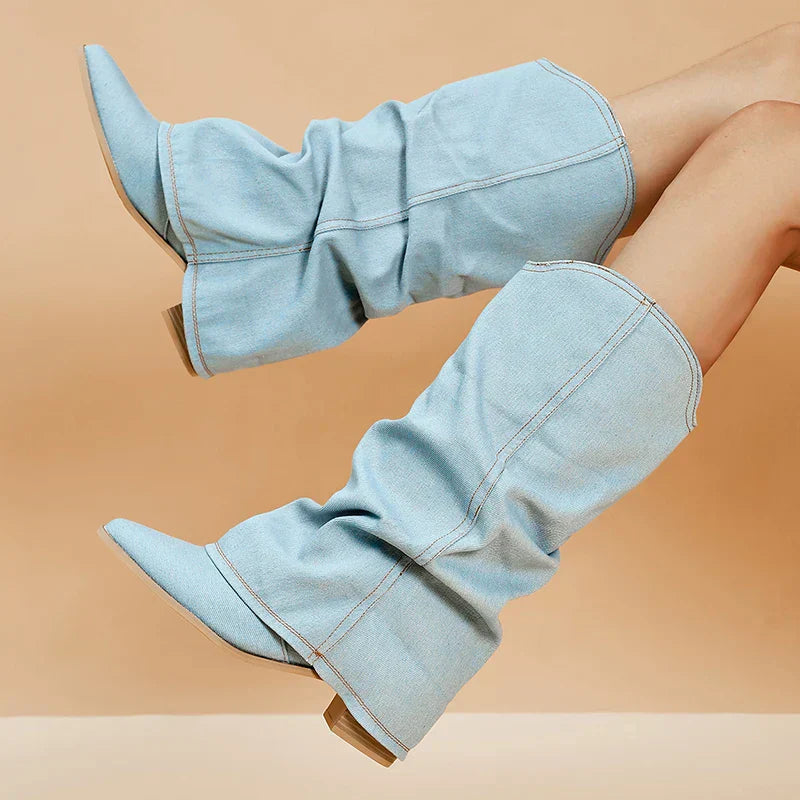Mode Pure™ | Bottes en denim jusqu'aux genoux
