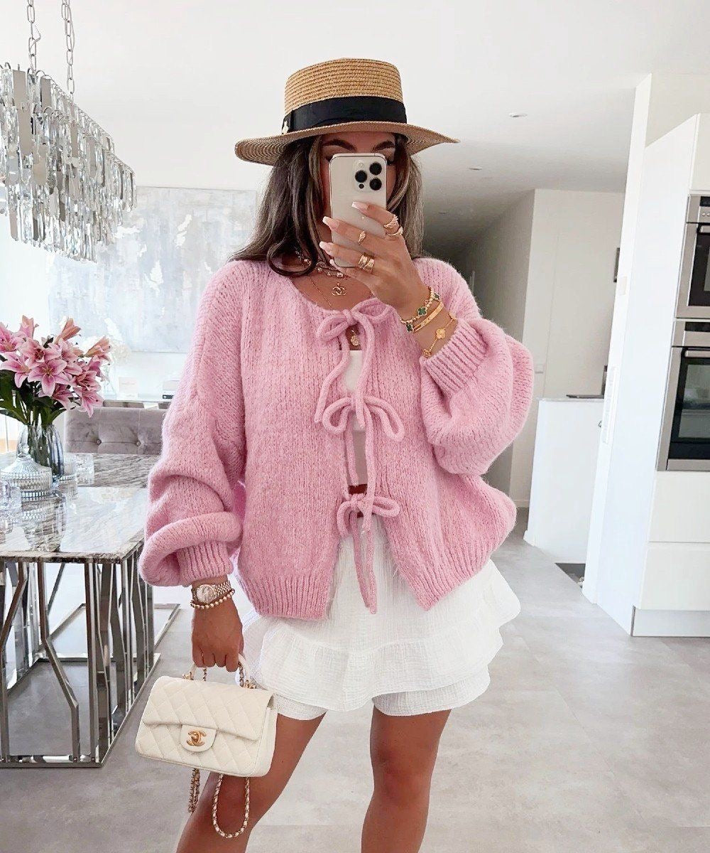 Mode Pure™ | Cardigan avec Détails en Nœud