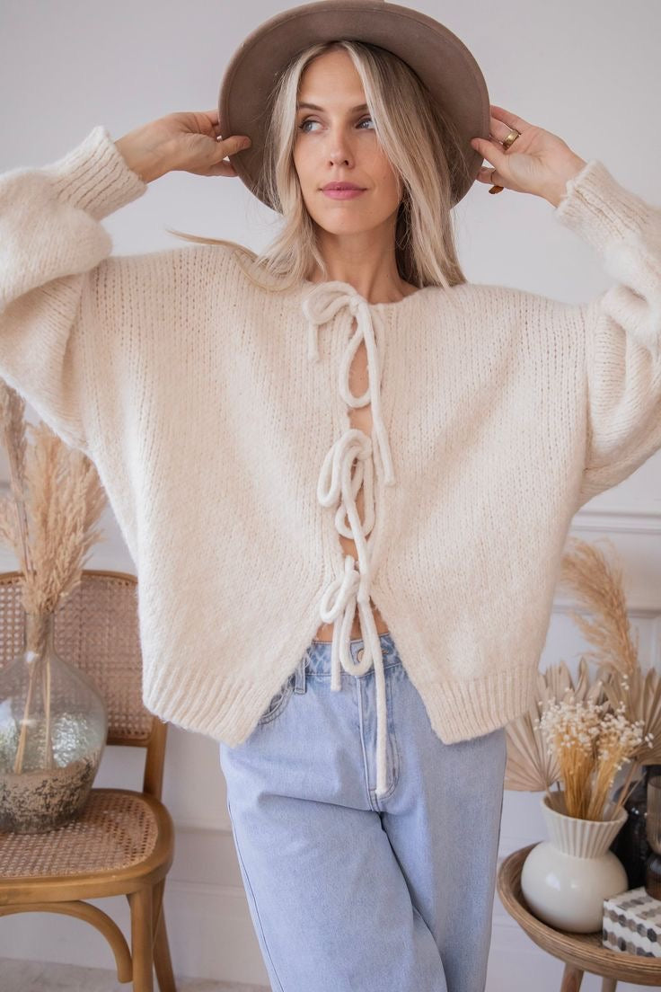 Mode Pure™ | Cardigan avec Détails en Nœud