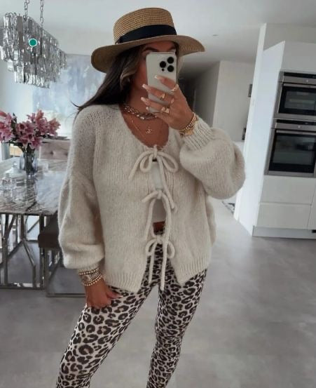 Mode Pure™ | Cardigan avec Détails en Nœud