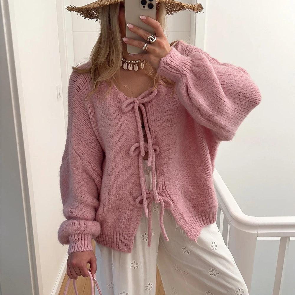 Mode Pure™ | Cardigan avec Détails en Nœud