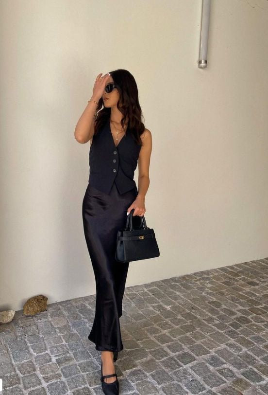 Mode Pure™ | Jupe Maxi en Satin