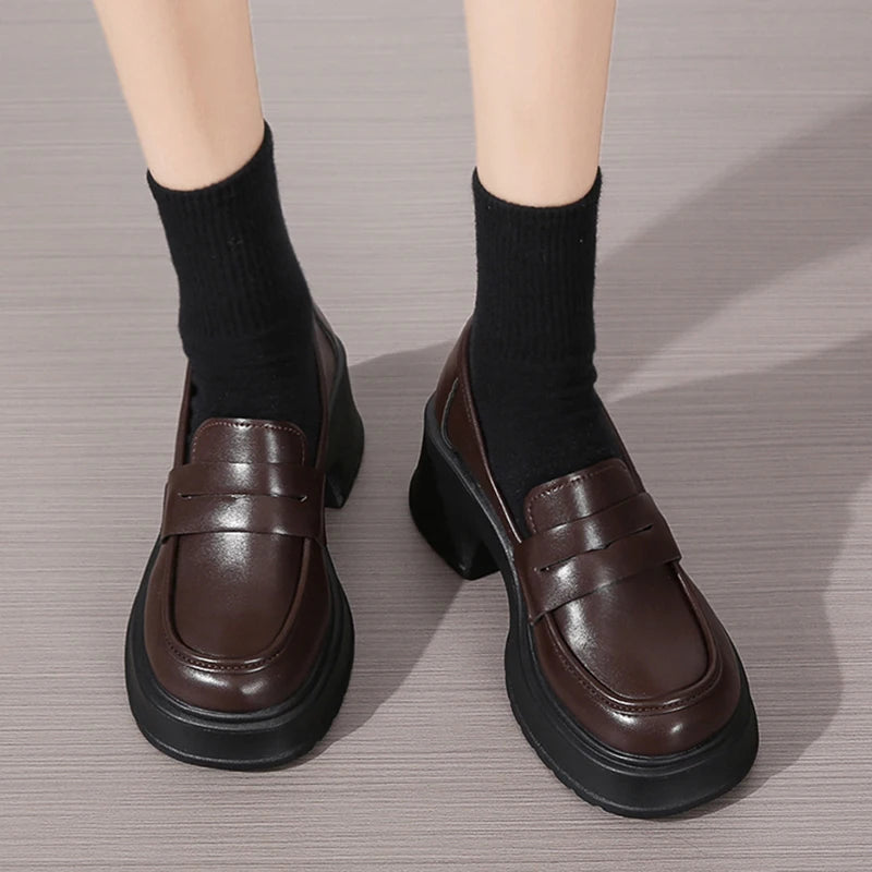 Lucyever Dames Loafers 2024 Printemps Style Britannique Slip On Plateforme Mary Jane Chaussures Femme Uniforme Jijk Japonais Chaussures Lolita Femmes