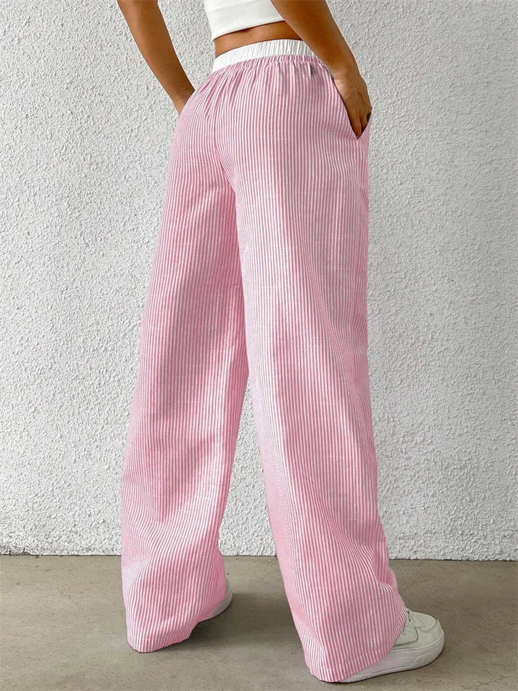 Mode Pure | Pantalon Large Rayé