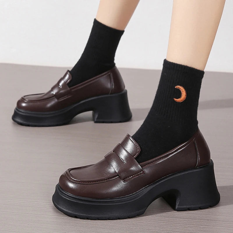 Lucyever Dames Loafers 2024 Printemps Style Britannique Slip On Plateforme Mary Jane Chaussures Femme Uniforme Jijk Japonais Chaussures Lolita Femmes