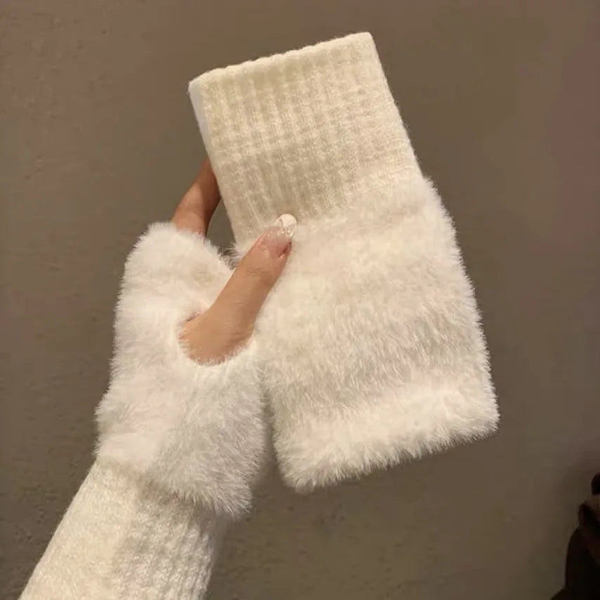Mode Pure | Gants sans doigts en tricot douillet