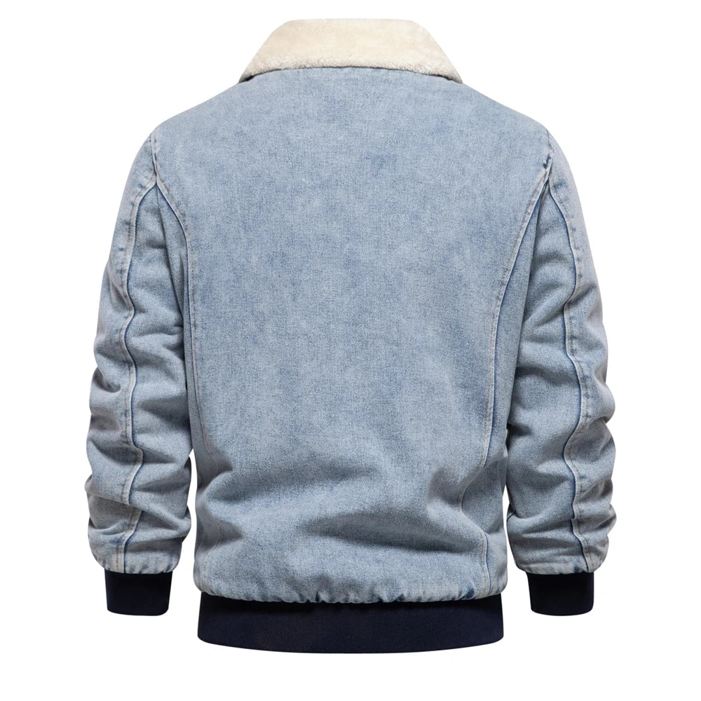 Mode Pure – Veste en Jean Chaude avec Col en Fourrure
