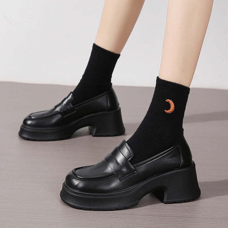 Lucyever Dames Loafers 2024 Printemps Style Britannique Slip On Plateforme Mary Jane Chaussures Femme Uniforme Jijk Japonais Chaussures Lolita Femmes