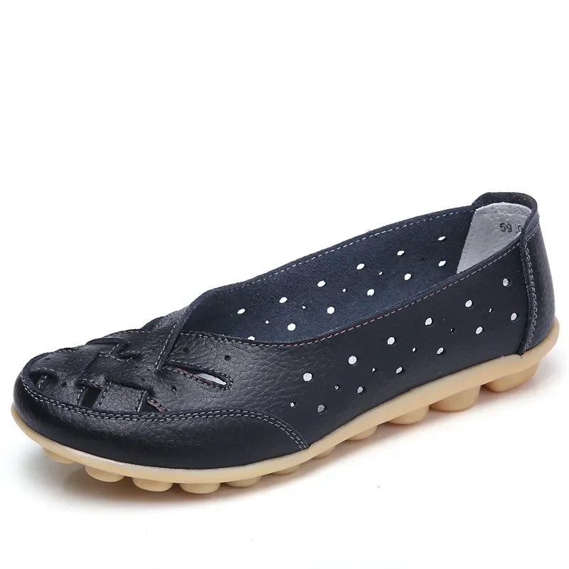 Mode Pure | Chaussures en cuir plat creux et respirant