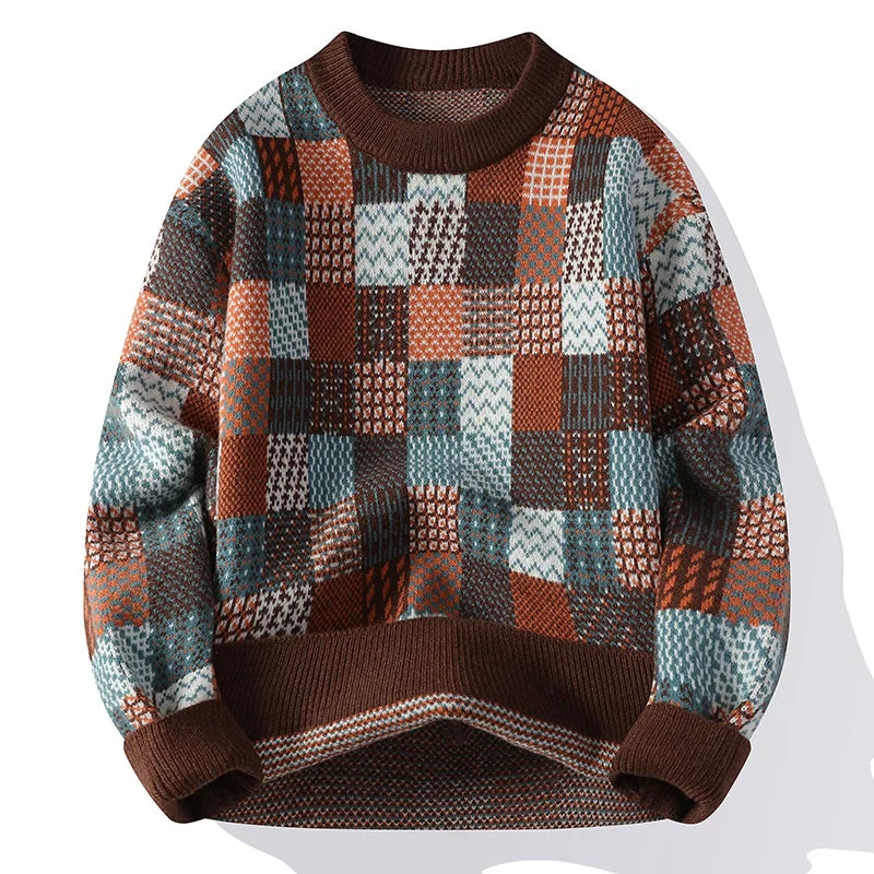 Mode Pure™ | Pull en Cachemire Vintage Patchwork pour Hommes