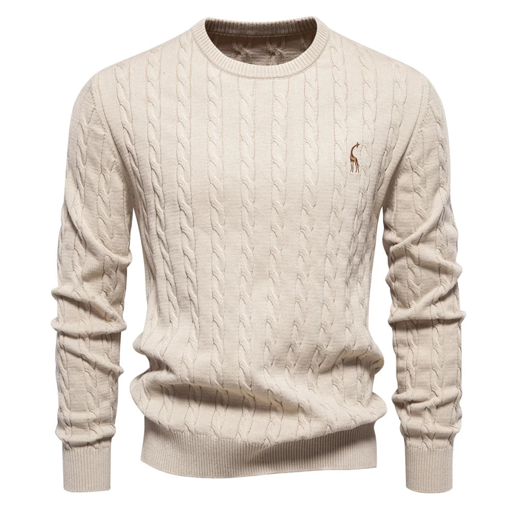 Mode Pure | Pull Tricoté avec Broderie de Girafe