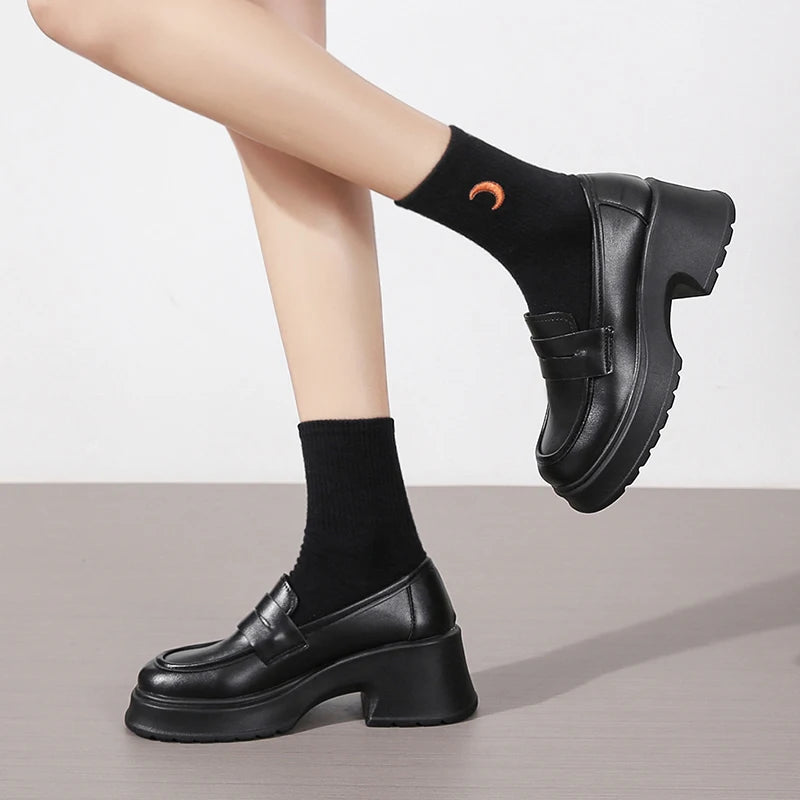Lucyever Dames Loafers 2024 Printemps Style Britannique Slip On Plateforme Mary Jane Chaussures Femme Uniforme Jijk Japonais Chaussures Lolita Femmes