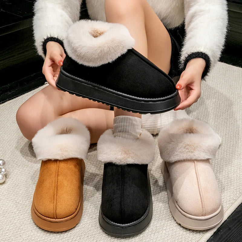 Mode Pure | Chaussons d'hiver en fausse fourrure doublés