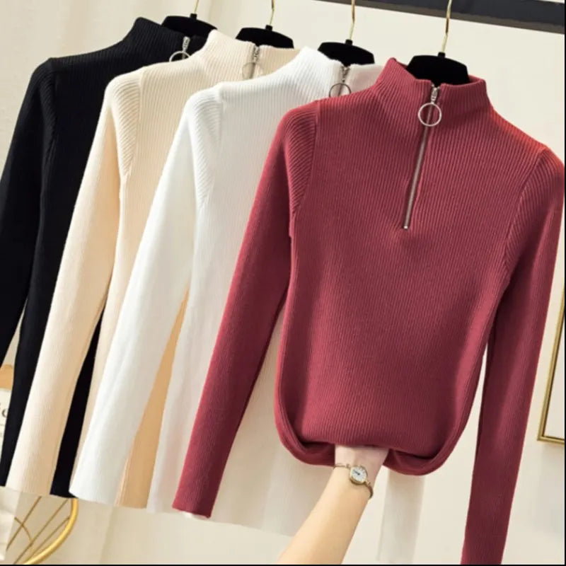 Mode Pure | Col Roulé Zippé Côtelé