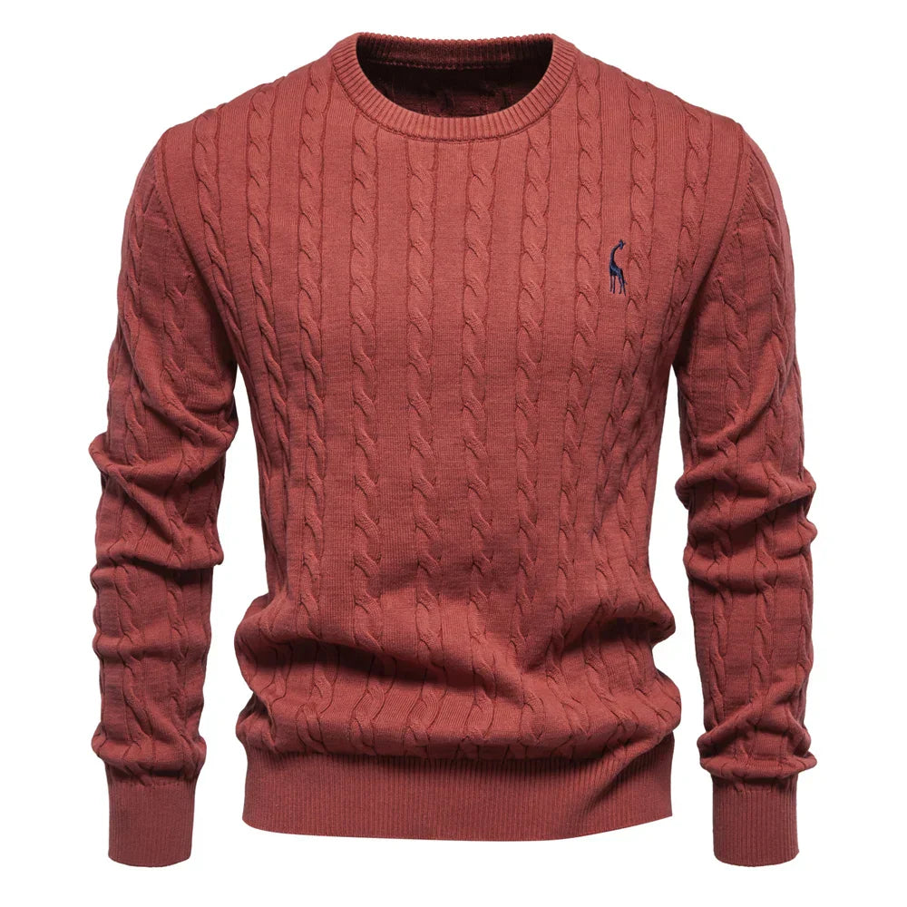 Mode Pure | Pull Tricoté avec Broderie de Girafe