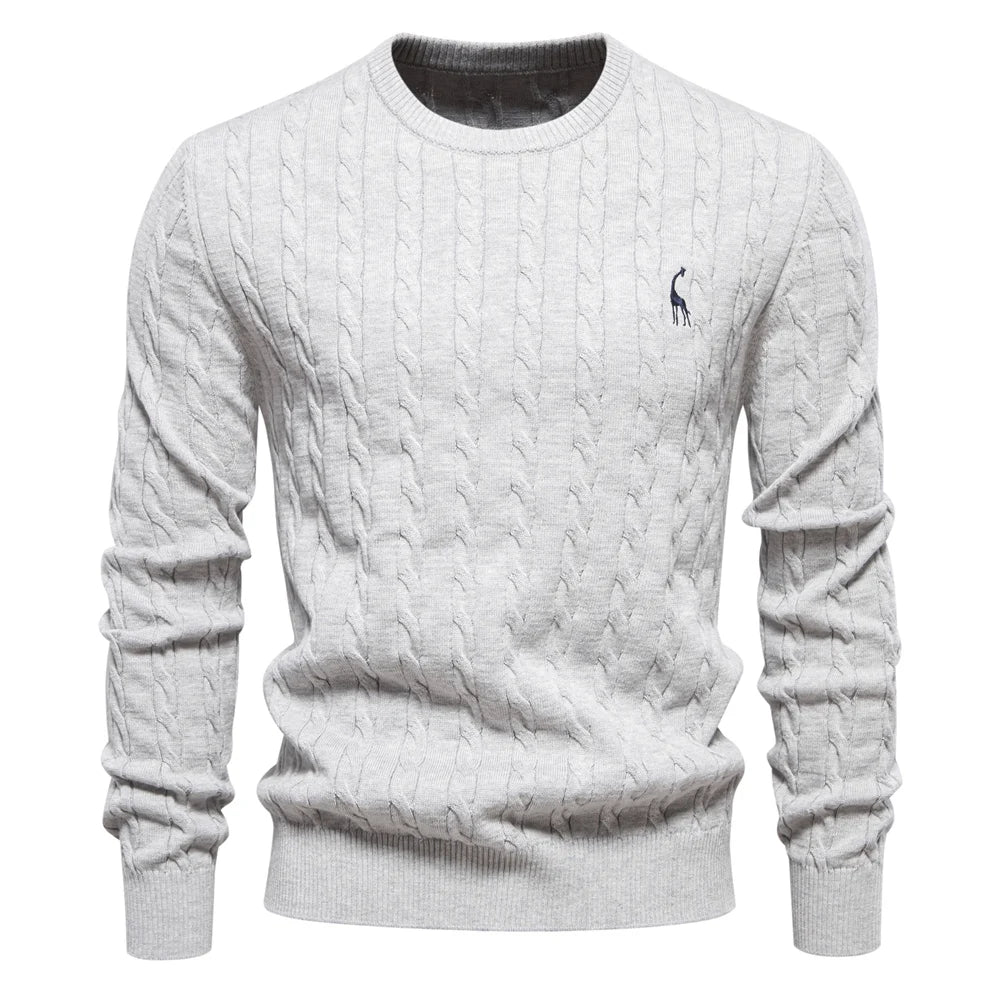 Mode Pure | Pull Tricoté avec Broderie de Girafe