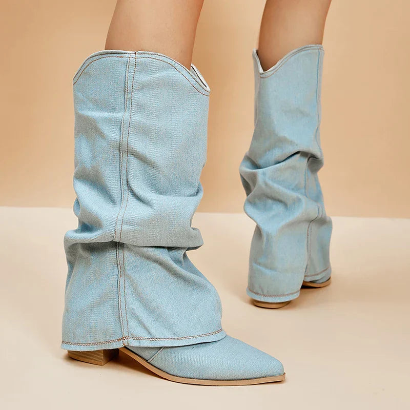 Mode Pure™ | Bottes en denim jusqu'aux genoux