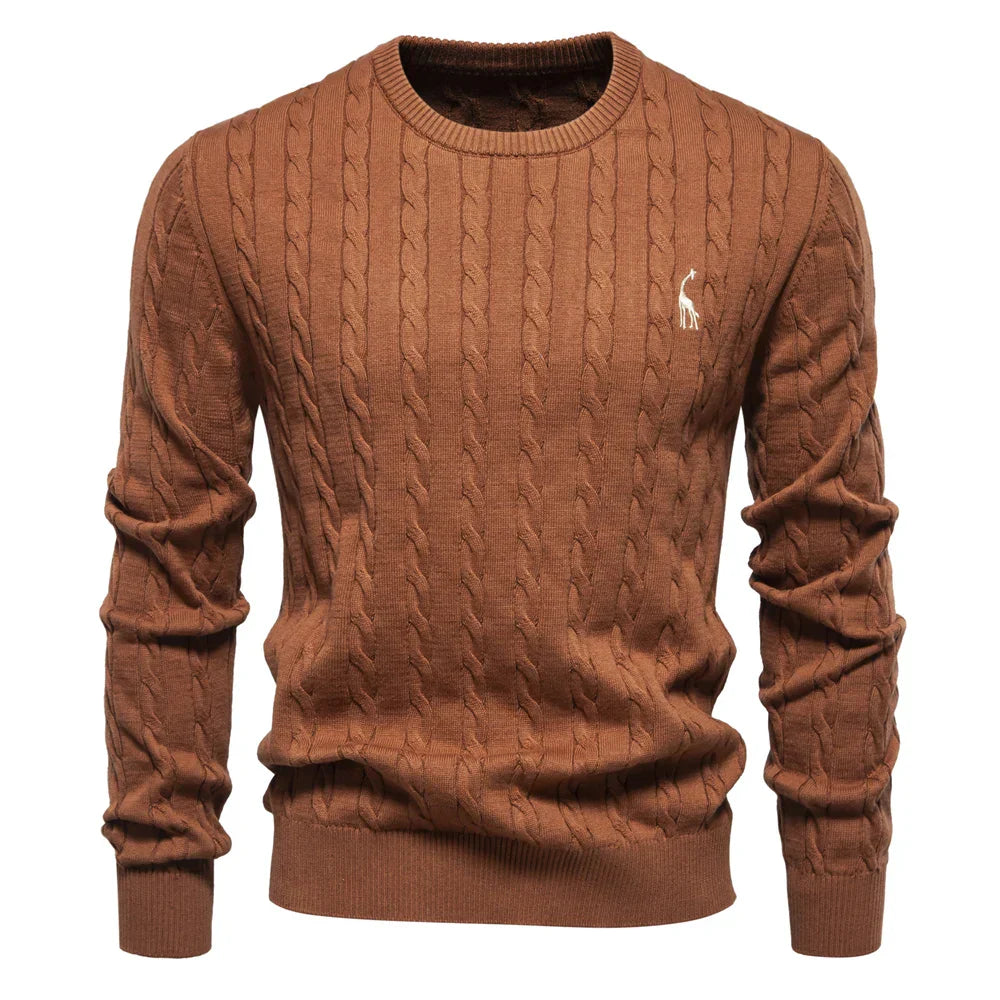Mode Pure | Pull Tricoté avec Broderie de Girafe