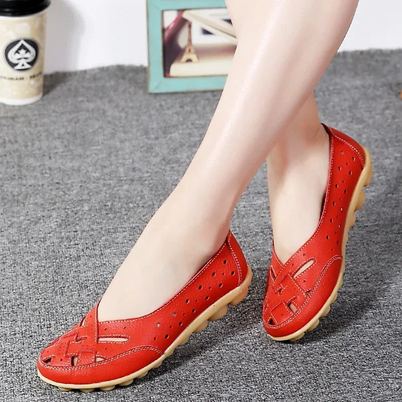 Mode Pure | Chaussures en cuir plat creux et respirant