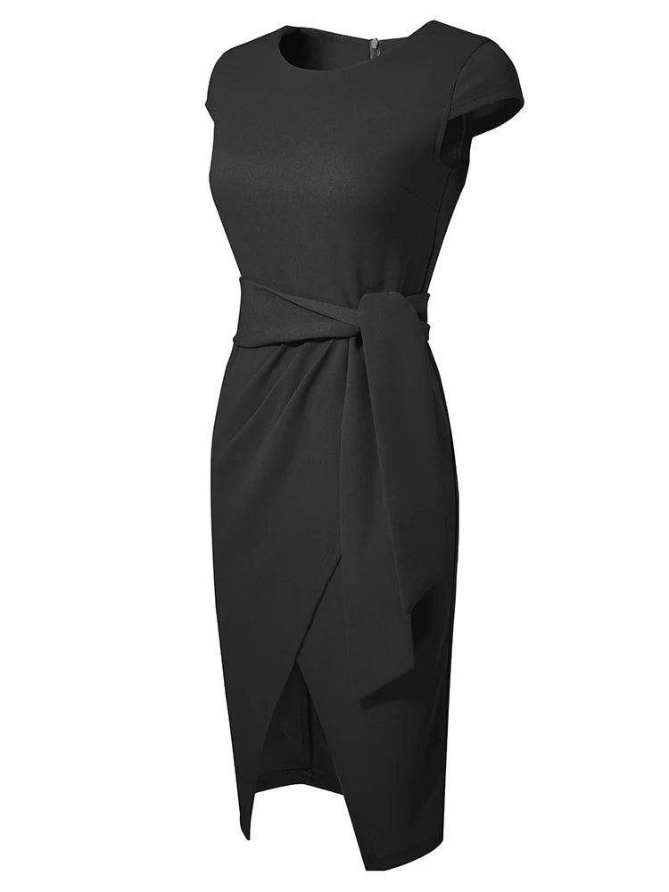 Valérie | Robe chic ceinturée avec fente