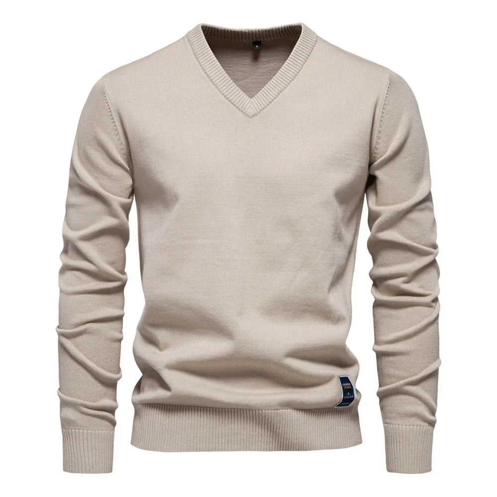 Mode Pure | Pull en Coton Solide Col V