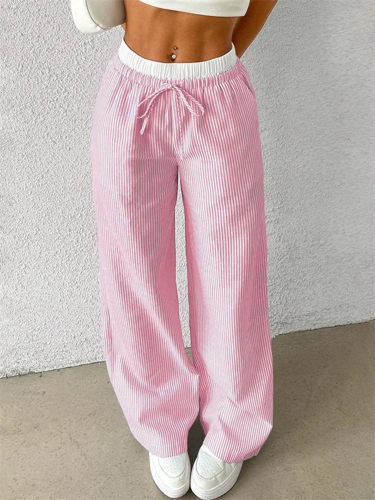Mode Pure | Pantalon Large Rayé