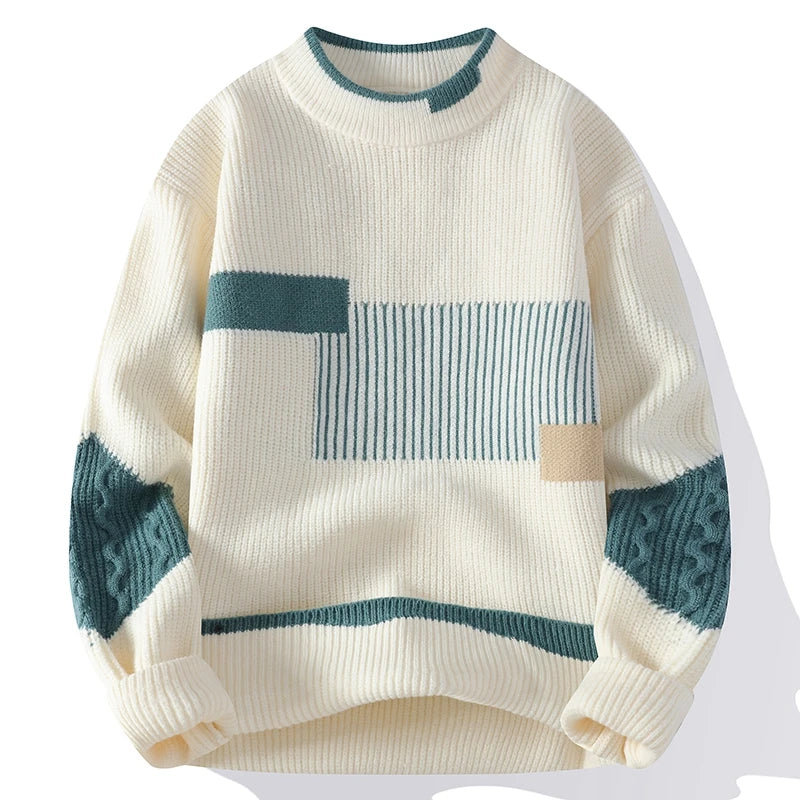 Mode Pure™ | Pull à col montant en patchwork pour hommes